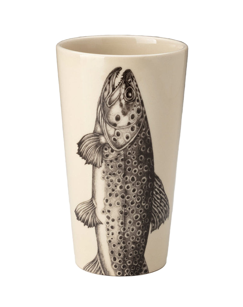 Laura Zindel Tumbler: Brown Trout with white interior