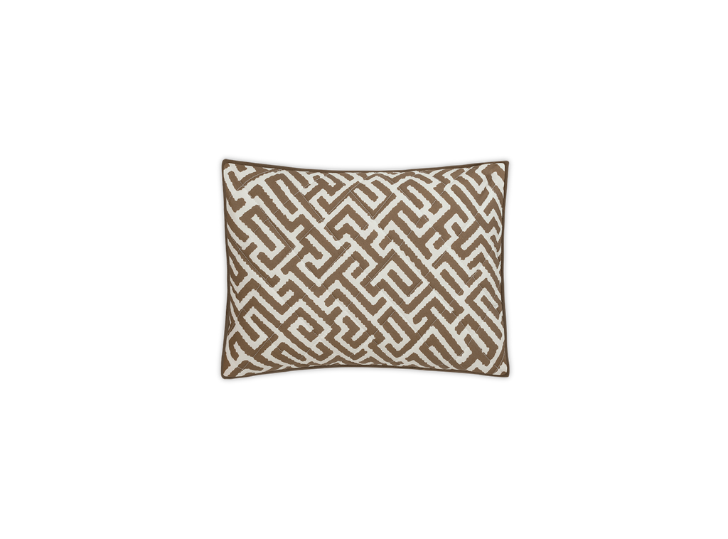 Matouk Schumacher Gabriel Geometric Printed Quilted Boudoir Sham in Mocha Brown