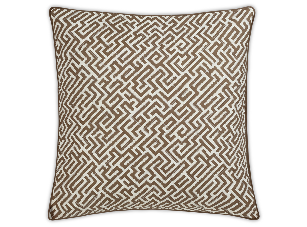 Matouk Schumacher Gabriel Geometric Printed Quilted Euro Sham in Mocha Brown
