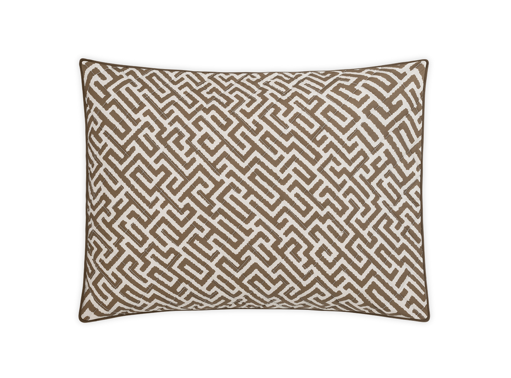 Matouk Schumacher Gabriel Geometric Printed Quilted Standard or King Pillow Sham in Mocha Brown