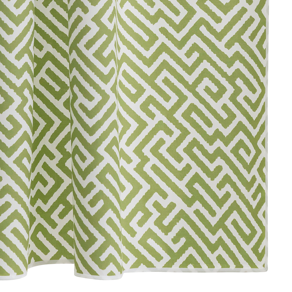 Matouk Gabriel Egyptian Cotton Geometric Print Shower Curtain in Grass Green