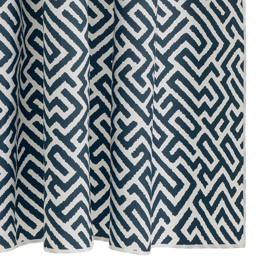 Matouk Gabriel Egyptian Cotton Geometric Print Shower Curtain in Indigo Blue