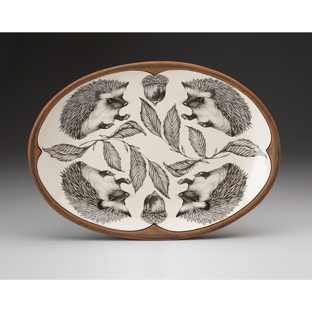 Laura Zindel Oval Platter: Hedgehog #1
