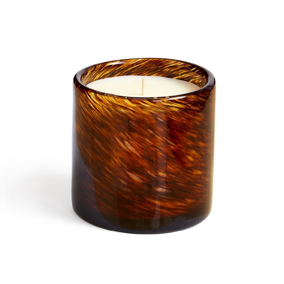 Lafco Spiced Pomander Holiday Candle in brown blown reusable glass vessel