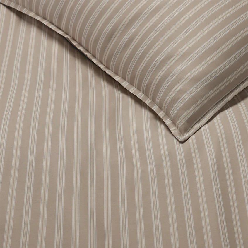 Sferra Leranto Beige Stripe Sateen Jacquard Duvet Cover