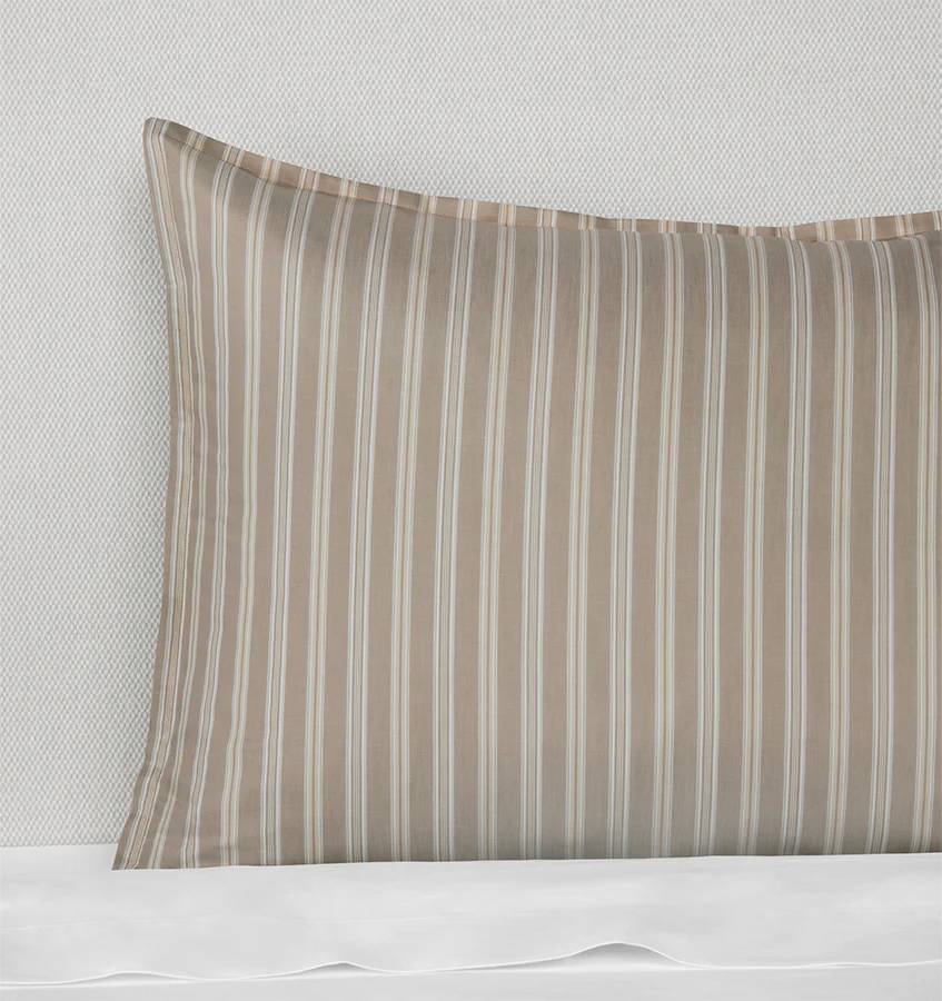 Sferra Leranto Beige Stripe Sateen Jacquard Pillow Sham