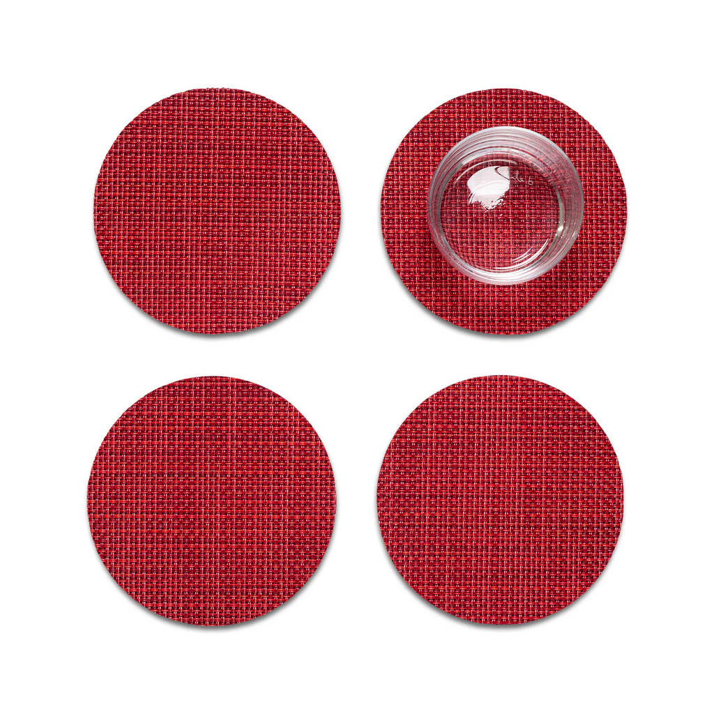Chilewich Mini Basketweave Coaster Set of 4 in Scarlet Red