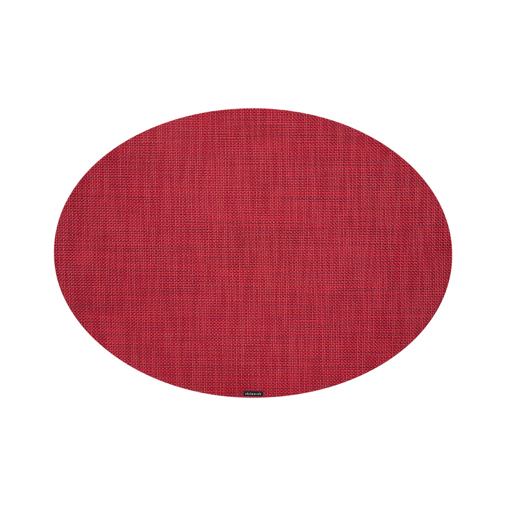 Chilewich Mini Basketweave Oval Placemat in Scarlet
