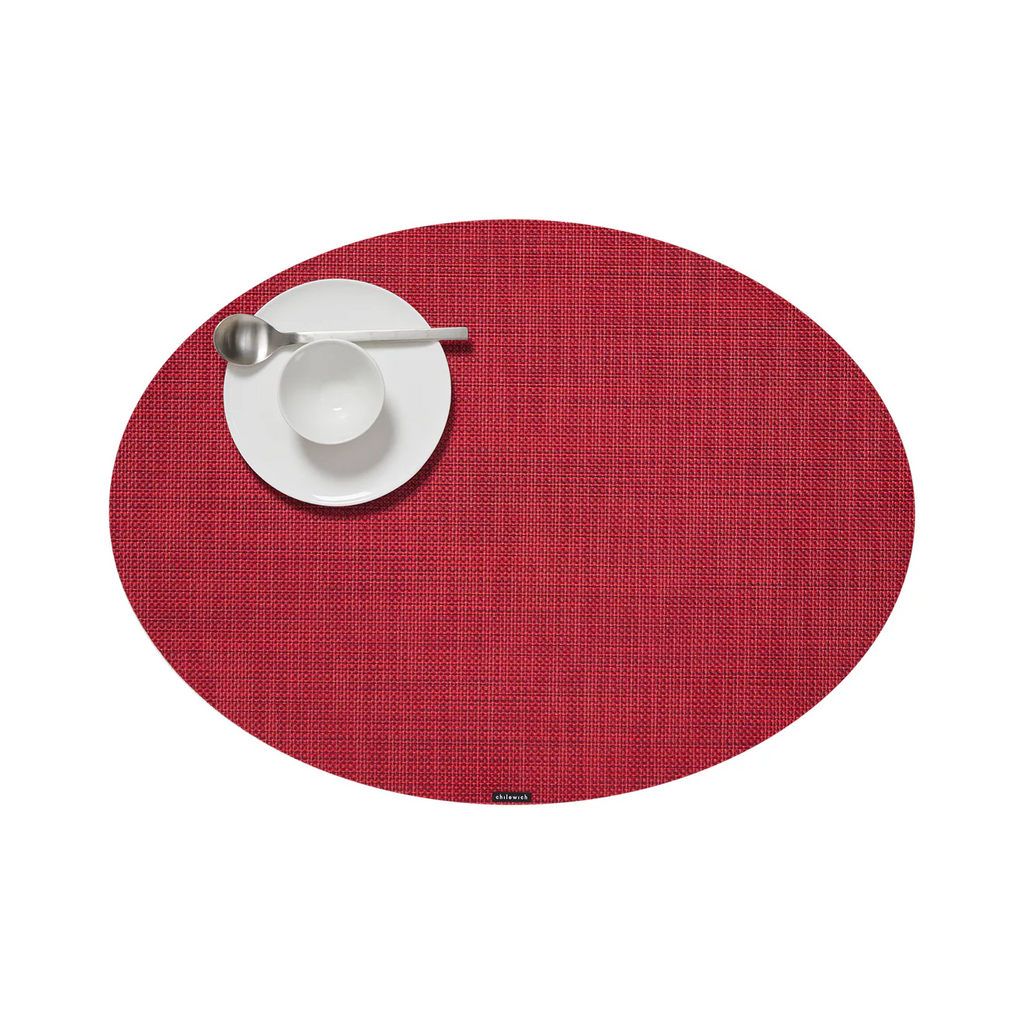 Chilewich Mini Basketweave Oval Placemat in Scarlet