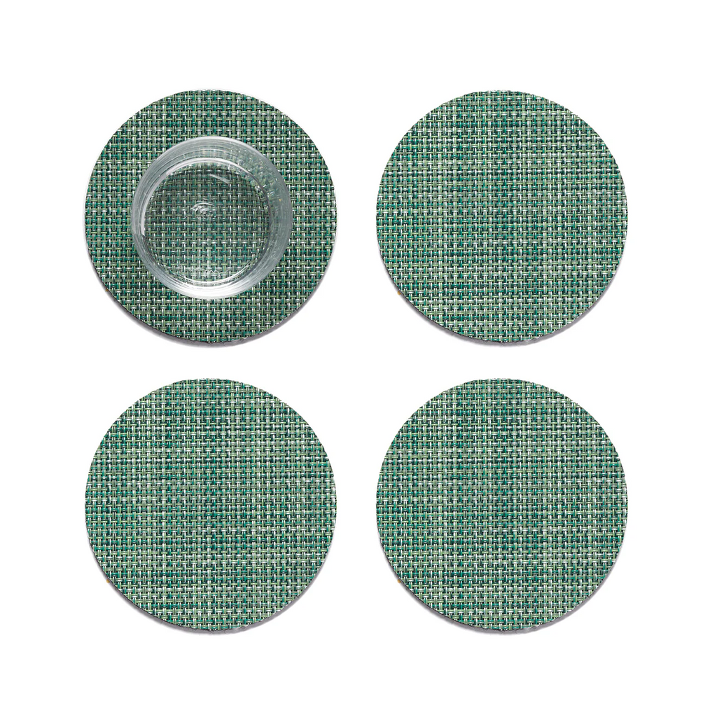Chilewich Mini Basketweave Coaster Set of 4 in Ivy Green