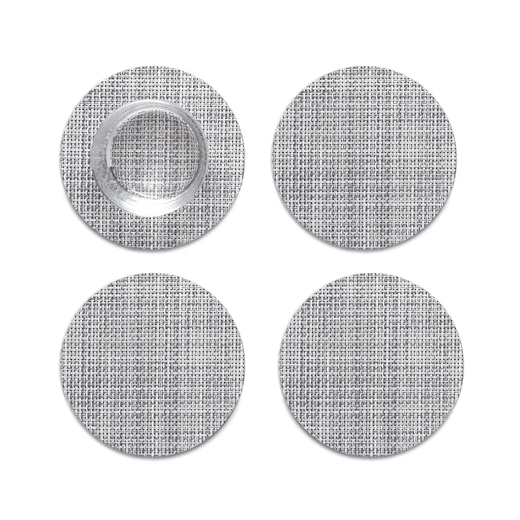 Chilewich Mini Basketweave Coaster Set of 4 in Mist Grey