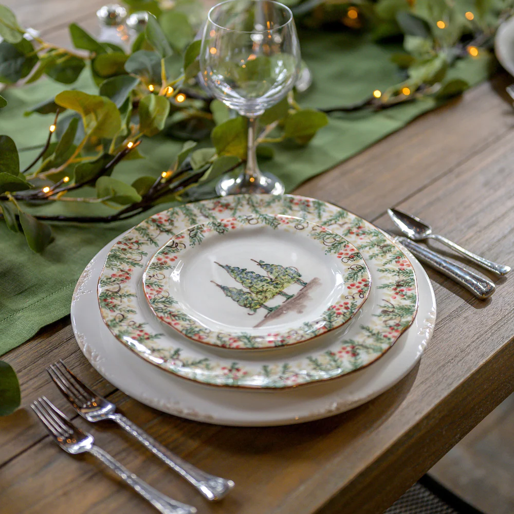 Arte Italica Snowy Evergreens Natale Dinnerware