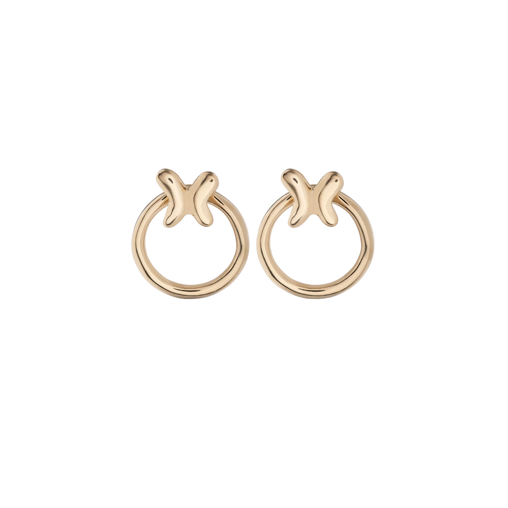 Uno de 50 Hoop Earrings with Butterfly Gold