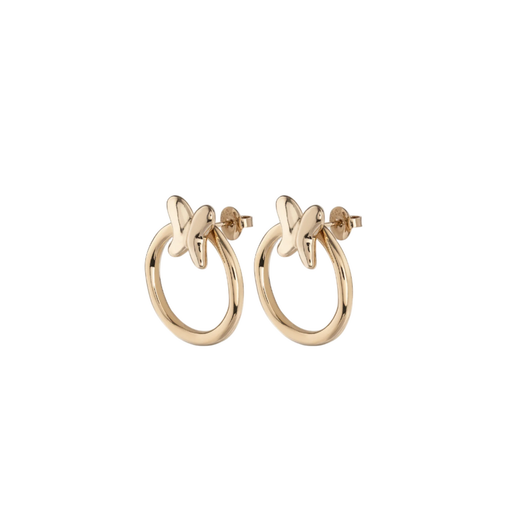 Uno de 50 Hoop Earrings with Butterfly Gold