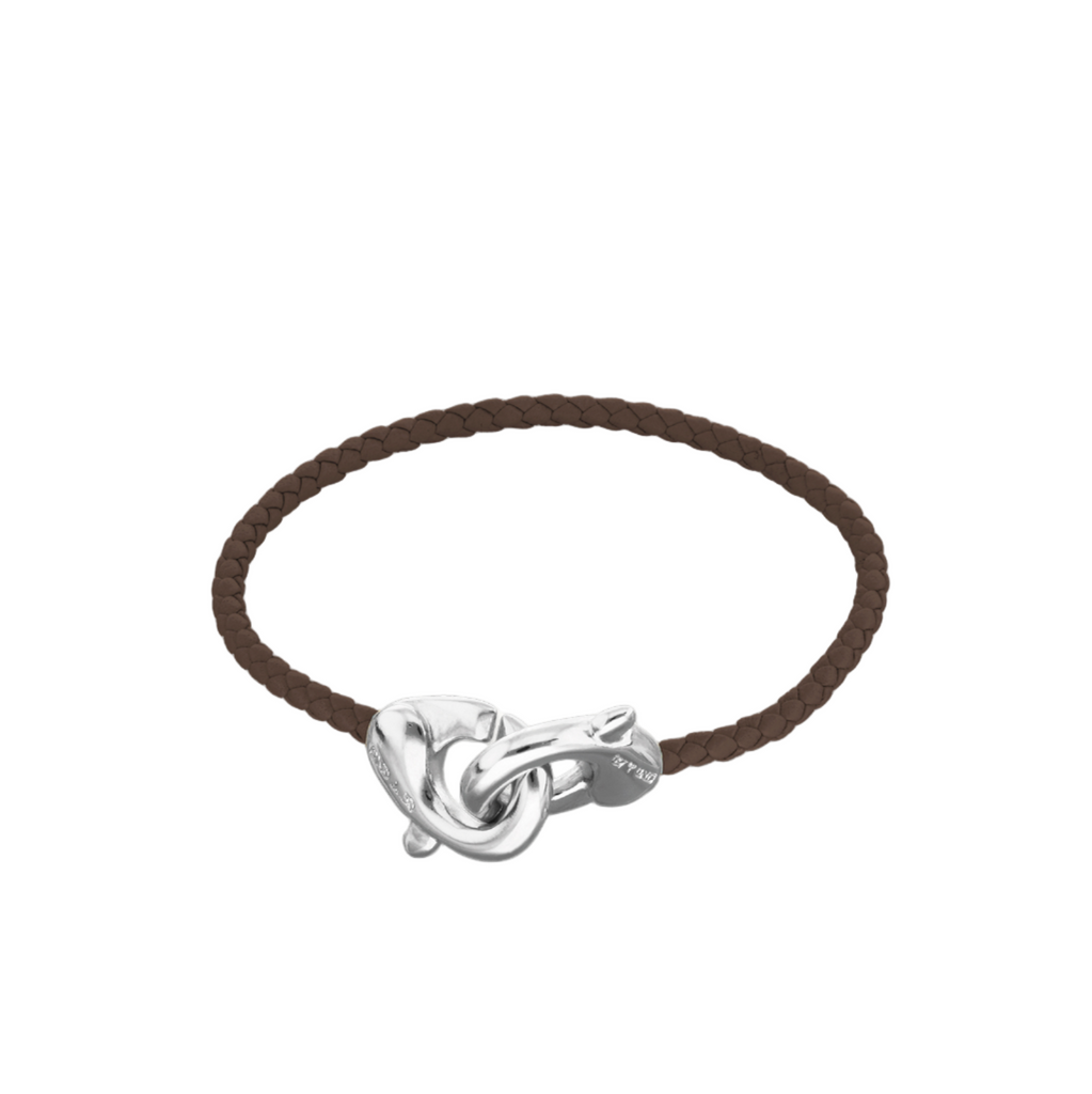 Uno de 50 Brown Leather Bracelet with Interlocking Carabiner