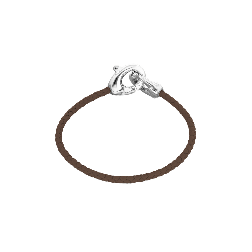 Uno de 50 Brown Leather Bracelet with Interlocking Carabiner