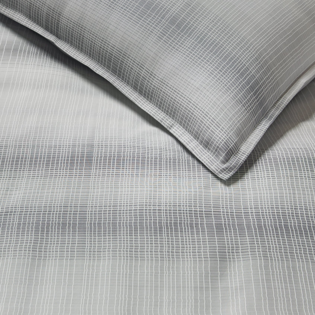 SFERRA Perugia Lunar Grey Sateen Jacquard Duvet Cover and Shams 