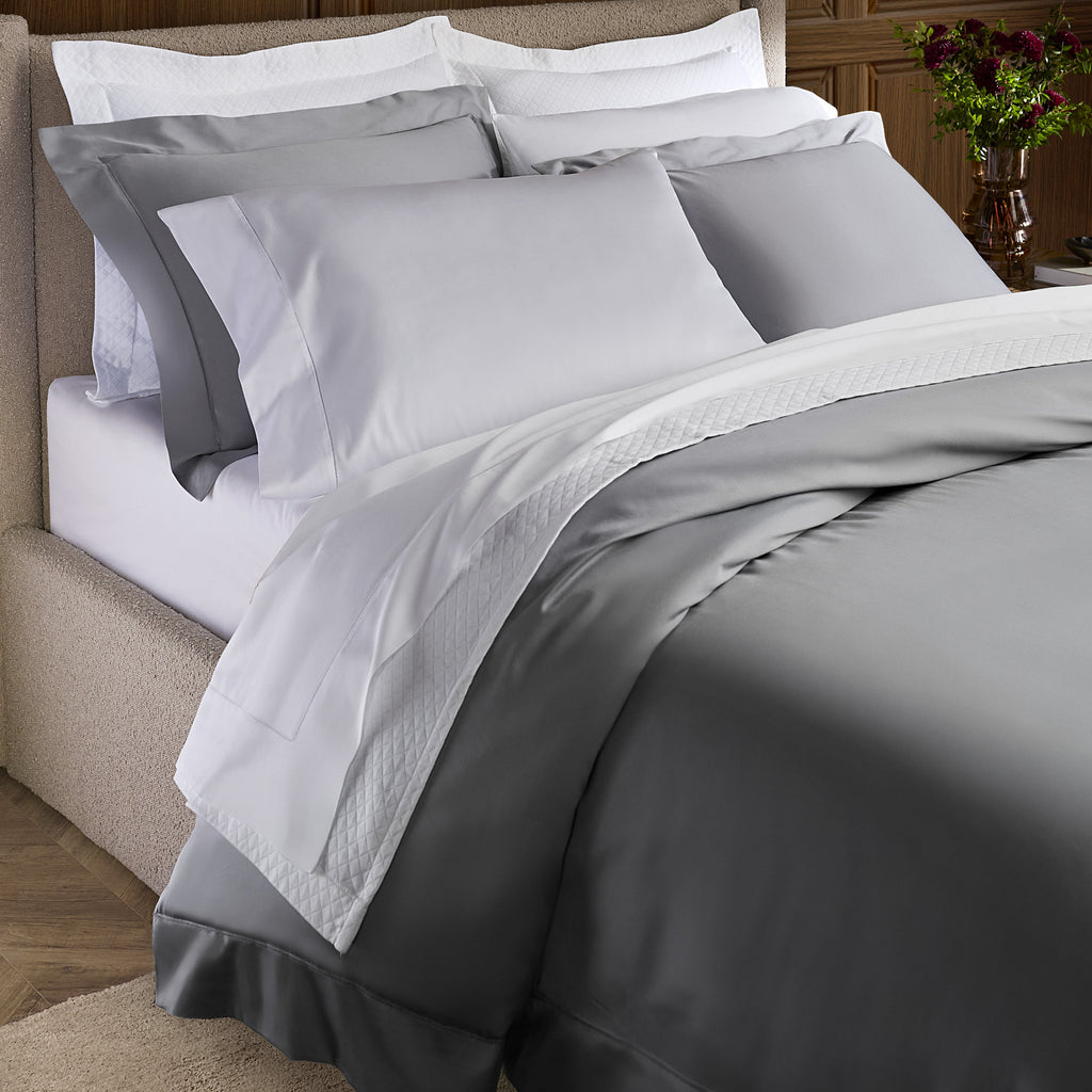 Giotto Sateen Duvet Cover and Shams in Slate Grey