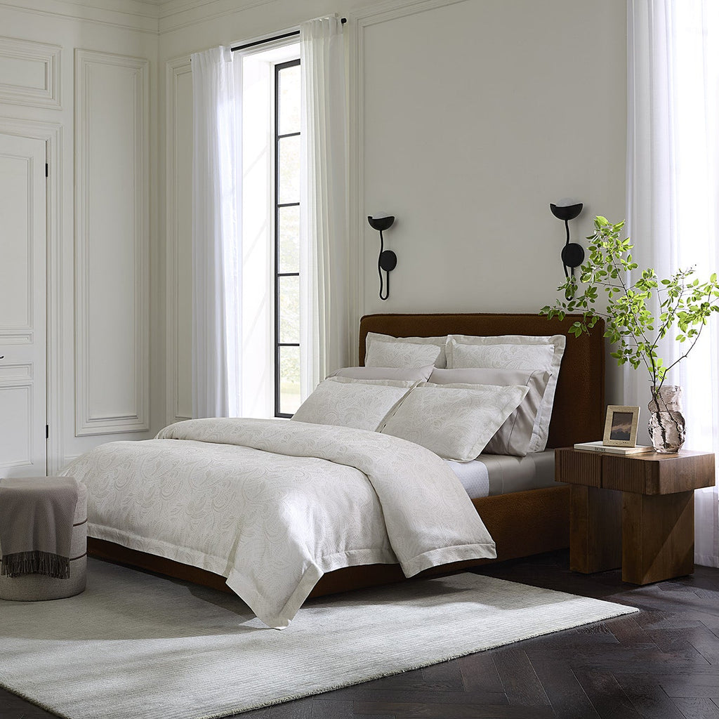 Sferra Leonessa Floral Sateen Jacquard Duvet Covers + Shams in Ivory