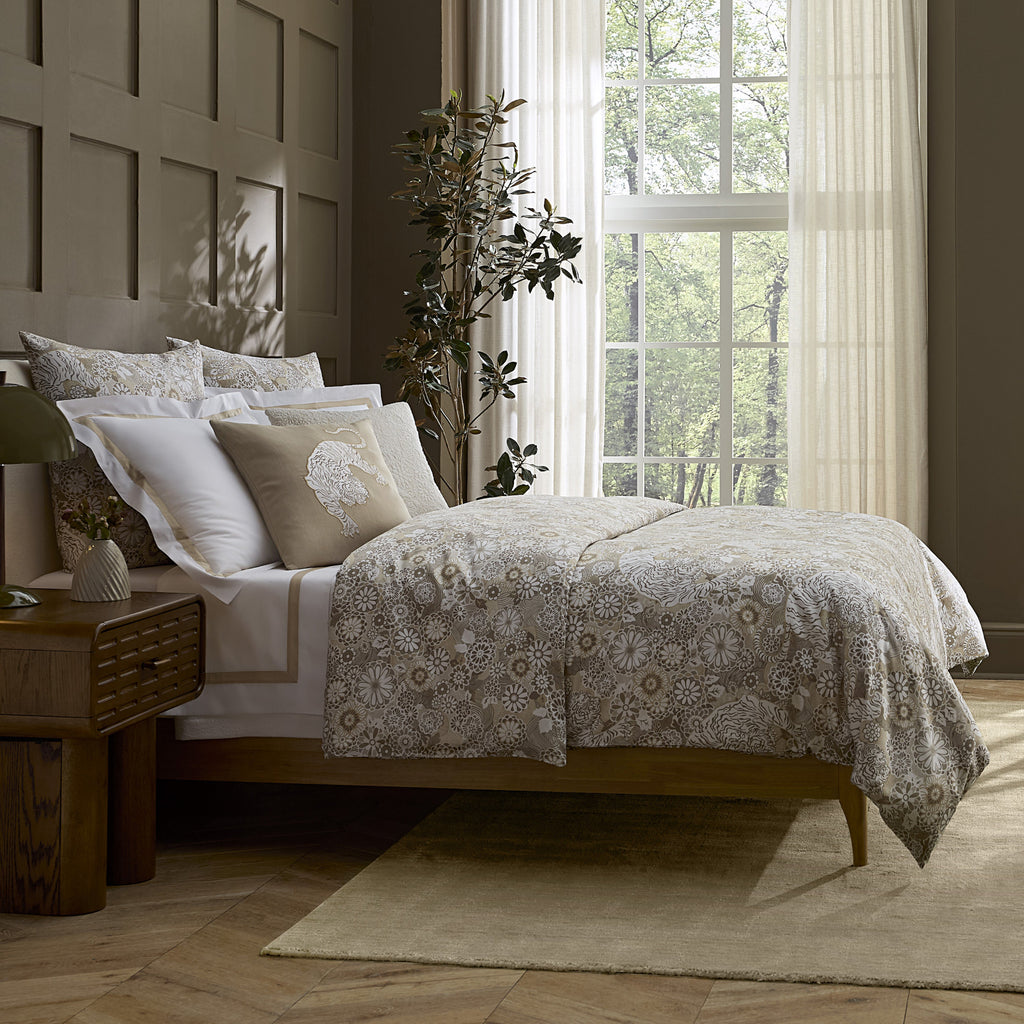 Sferra Siberian Tiger Printed Sateen Duvet Covers + Shams with Estate Sheets