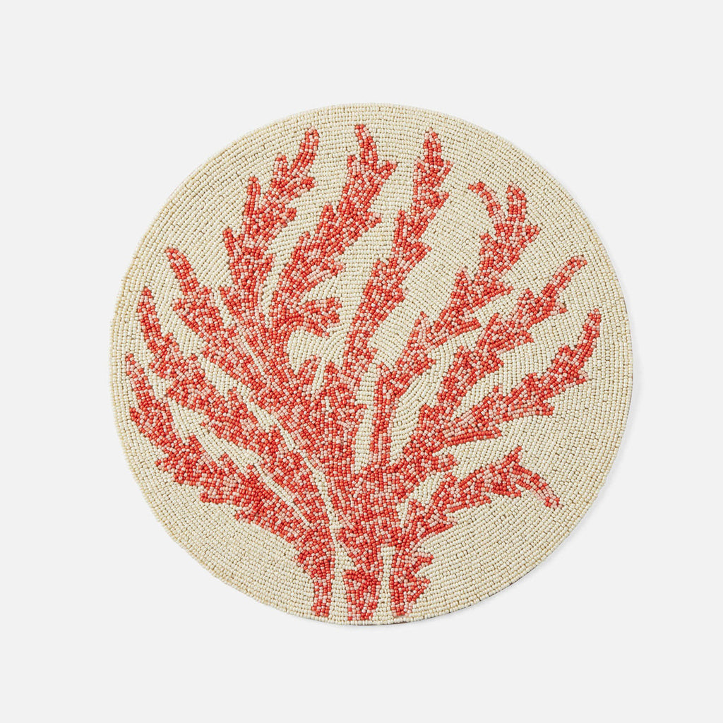 Blue Pheasant Alana Red Coral Round Placemat