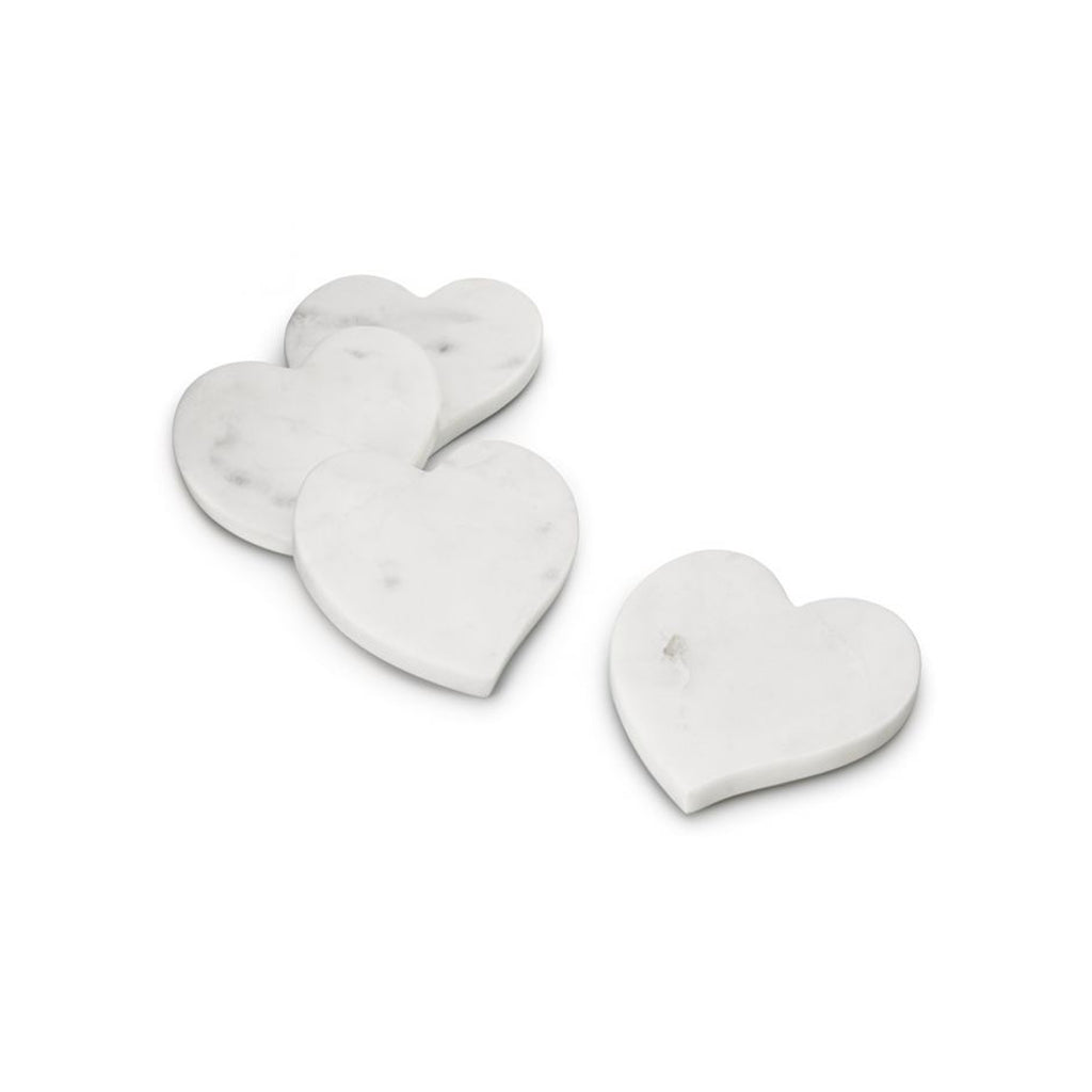 Simon Pearce White Marble Heart Coasters in Gift Box - Set of 4