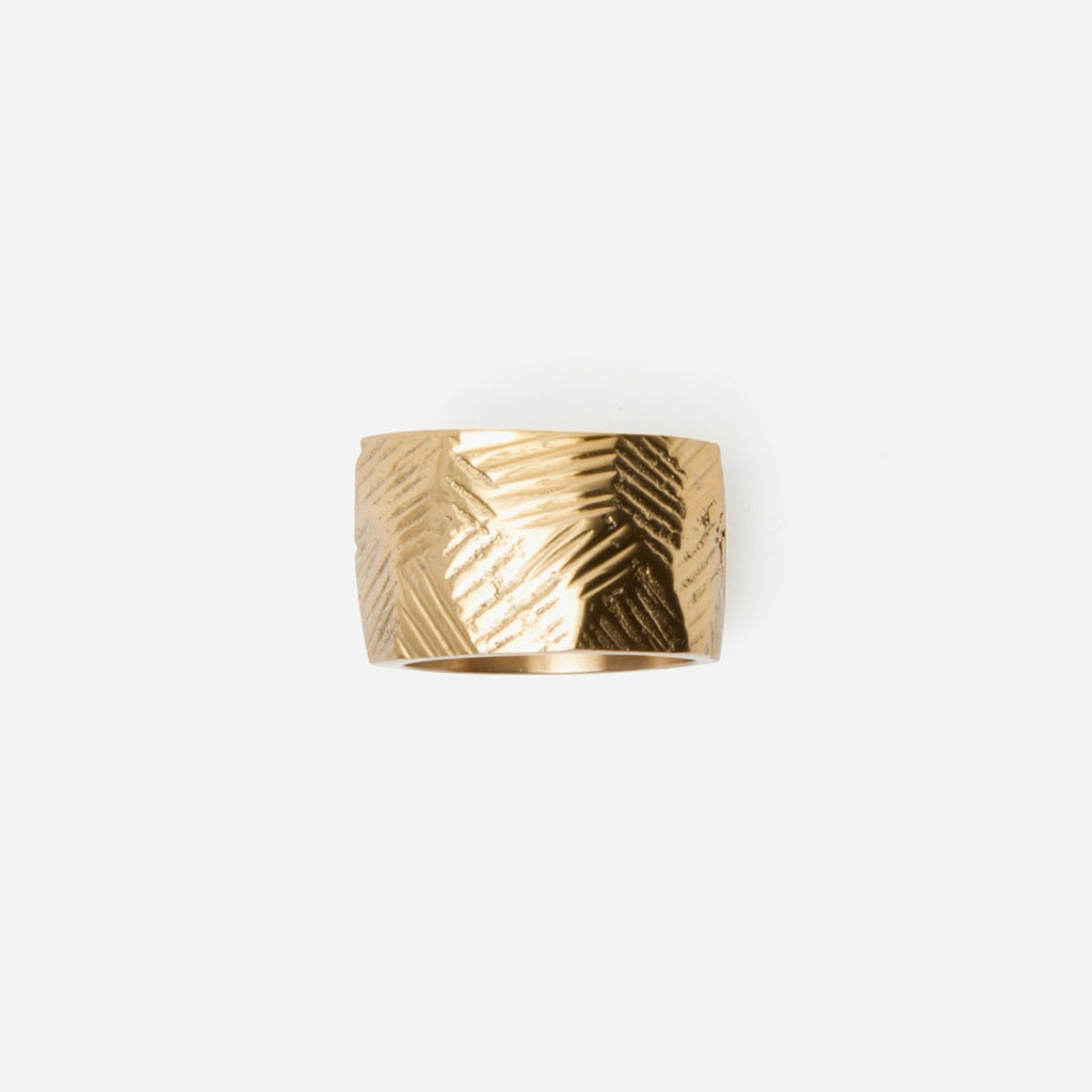 Blue Pheasant Gian Abstract Napkin Ring Set in Gold