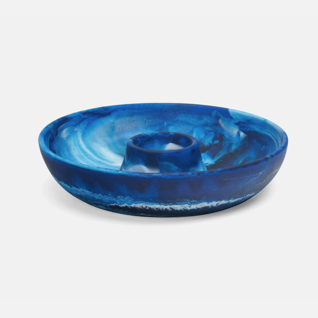 Hugo Blue Swirled Chip and Dip Bowl