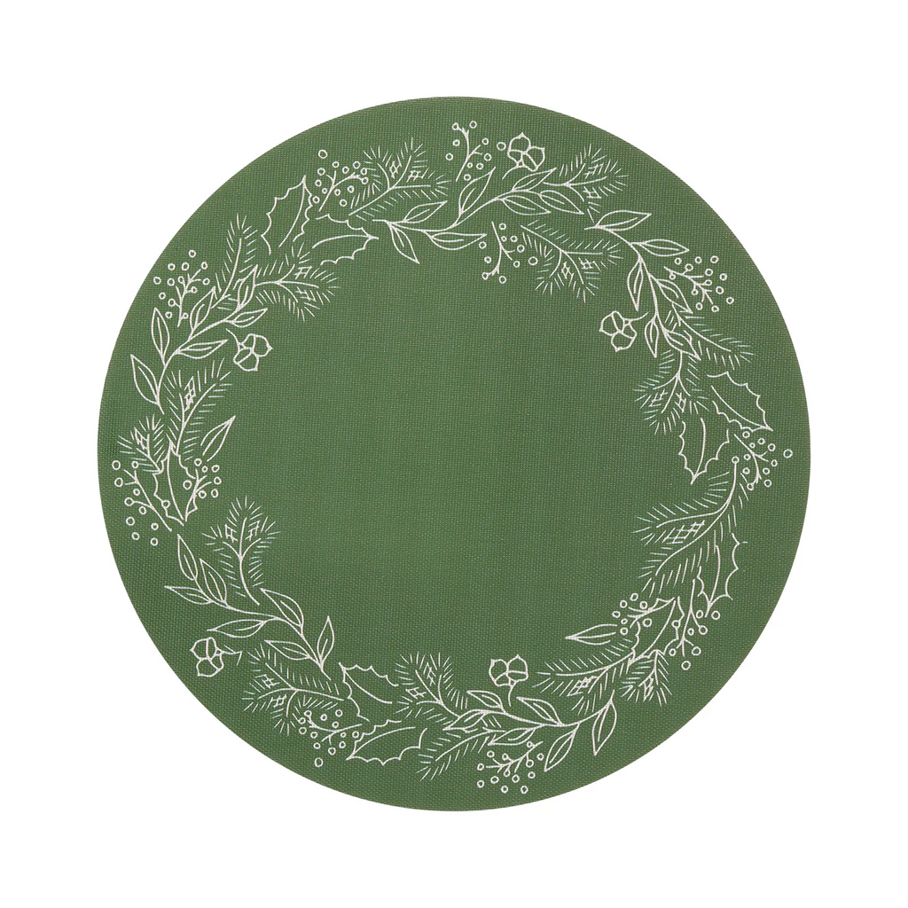 Chilewich Wreath Round Placement in Elm Green