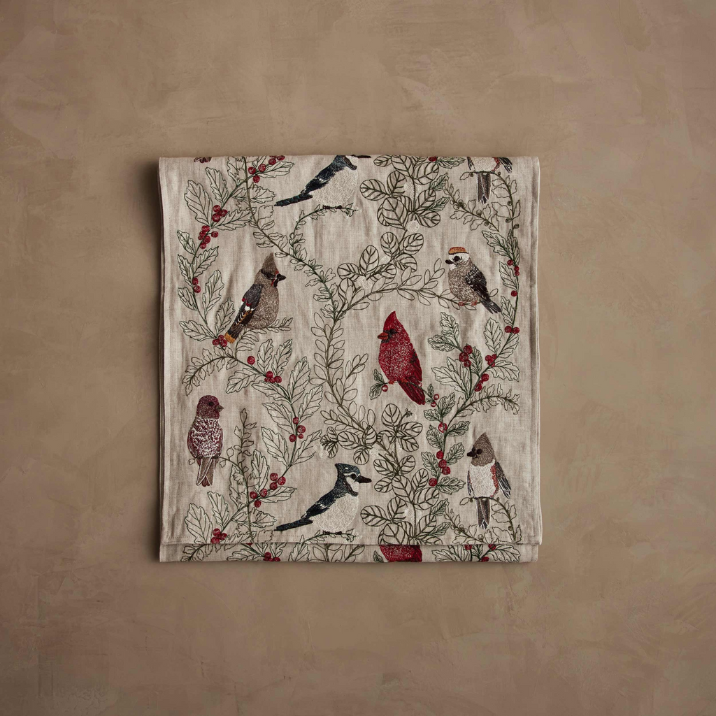 Coral & Tusk Winter Birds Table Runner