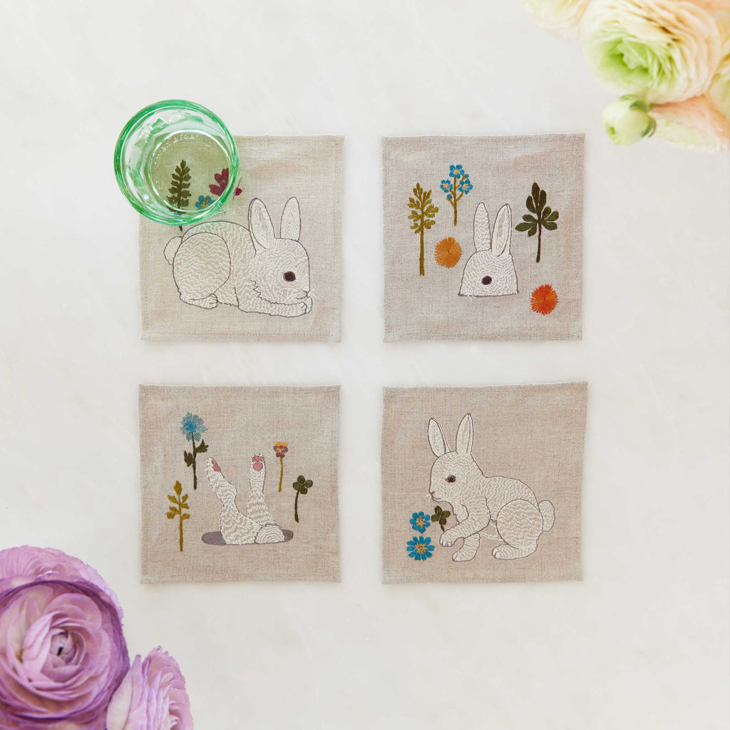Coral & Tusk Bunnies and Blooms Cocktail Napkin Set