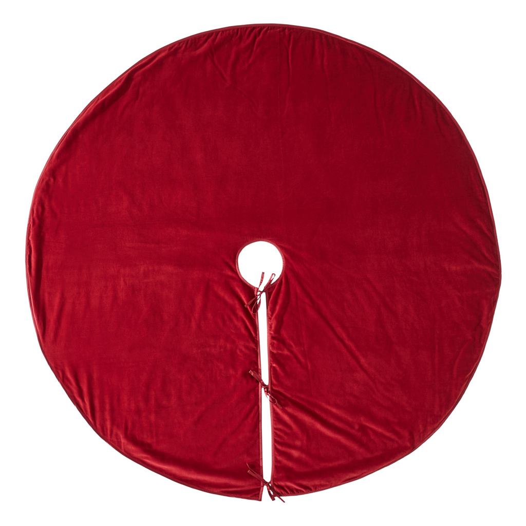 Arcadia Home Luxurious Classic Velvet Tree Skirt - Garnet Red