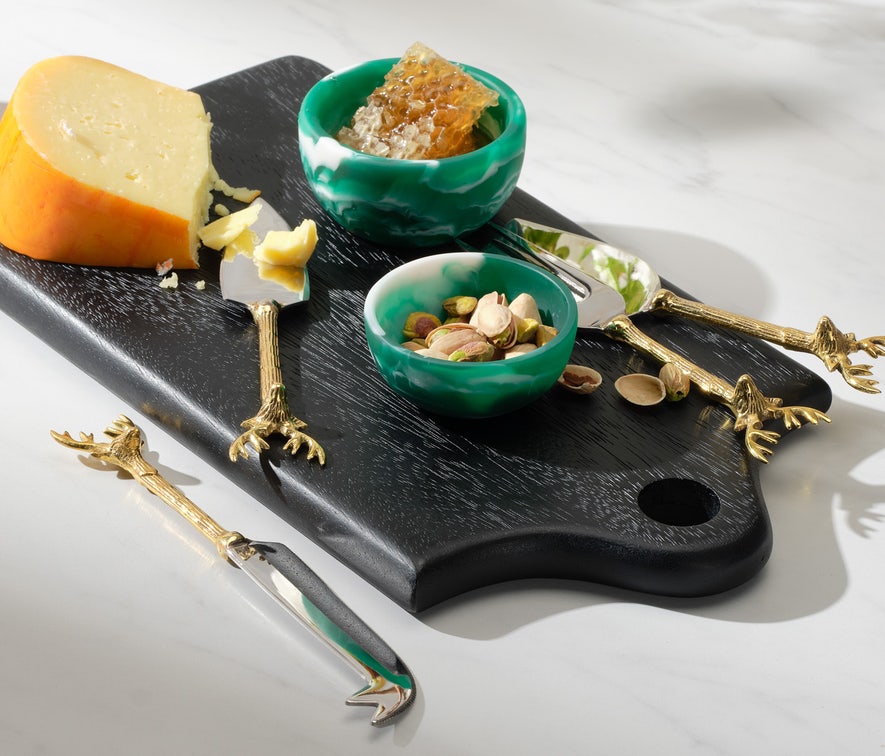 Blue Pheasant Dash Polished Silver/Gold Cheese Knives