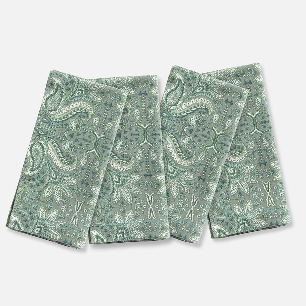 Mathlide Forest Green Paisley Napkin Cotton Duck Canvas