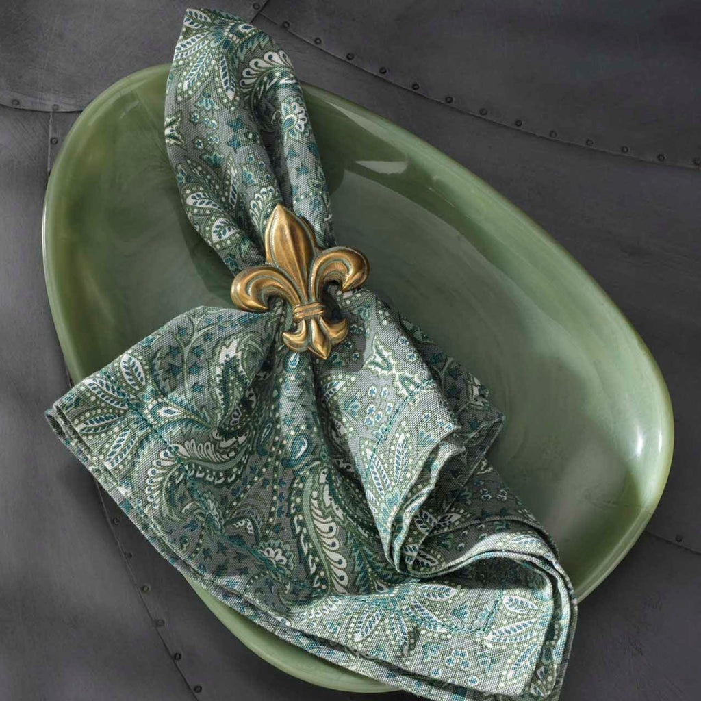 Mathlide Forest Green Paisley Napkin Cotton Duck Canvas