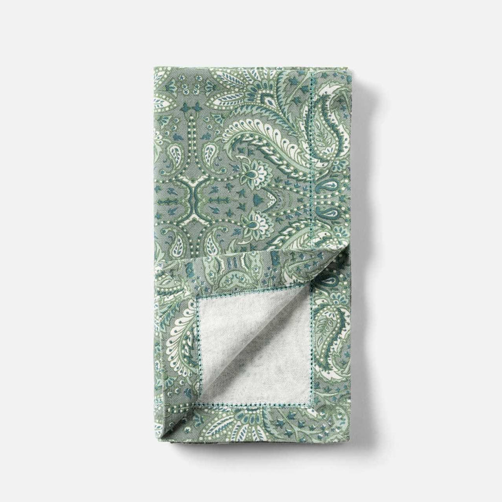 Mathlide Forest Green Paisley Napkin Cotton Duck Canvas