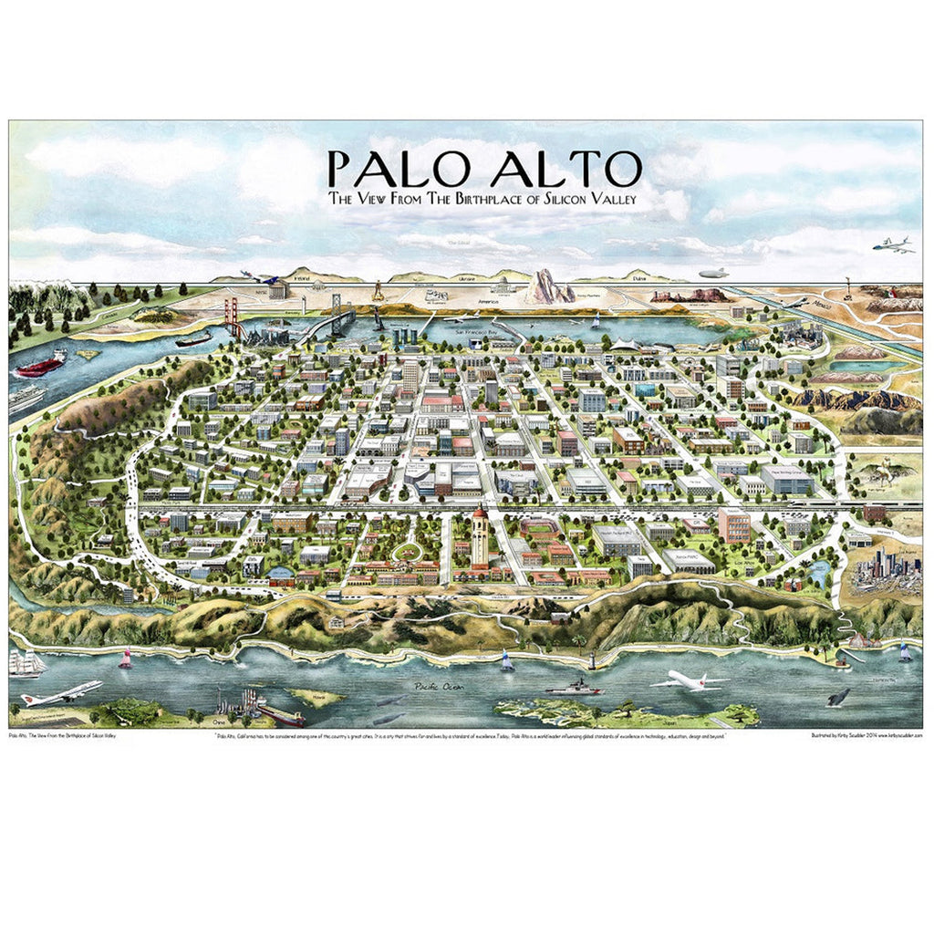 Artifact Puzzles Kirby Scudder Palo Alto Map Wooden Jigsaw Puzzle