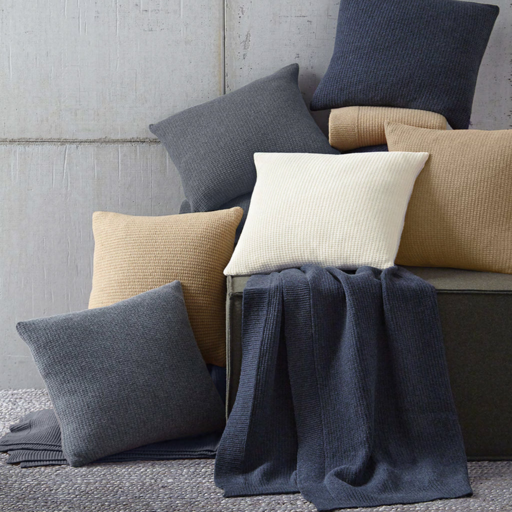 Sferra Pettra Lambswool Knit Throw & Decorative Pillow