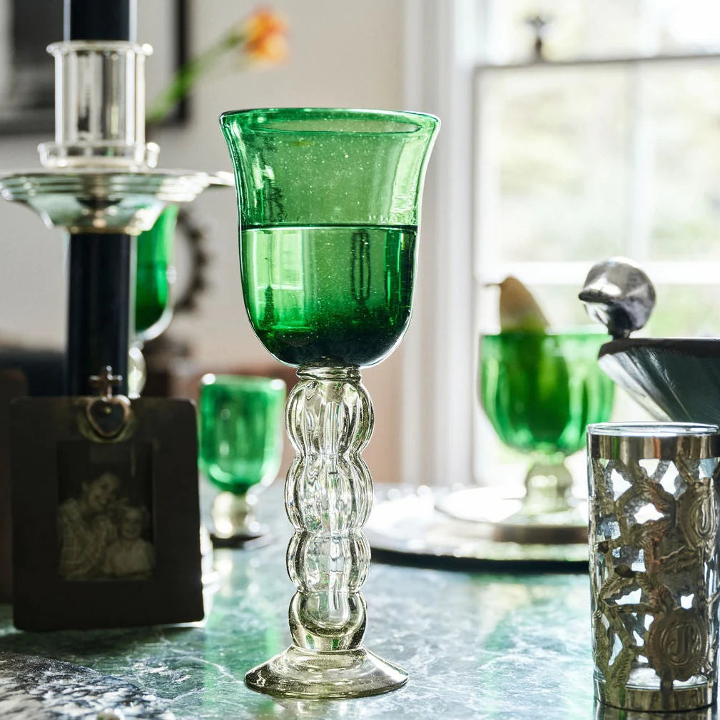 Jan Barboglio Pera Copa Drinking Glass in Verde Green