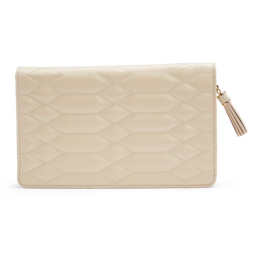 Wolf 1834 Caroline Large Jewelry Portfolio in Ivory Quilted leather