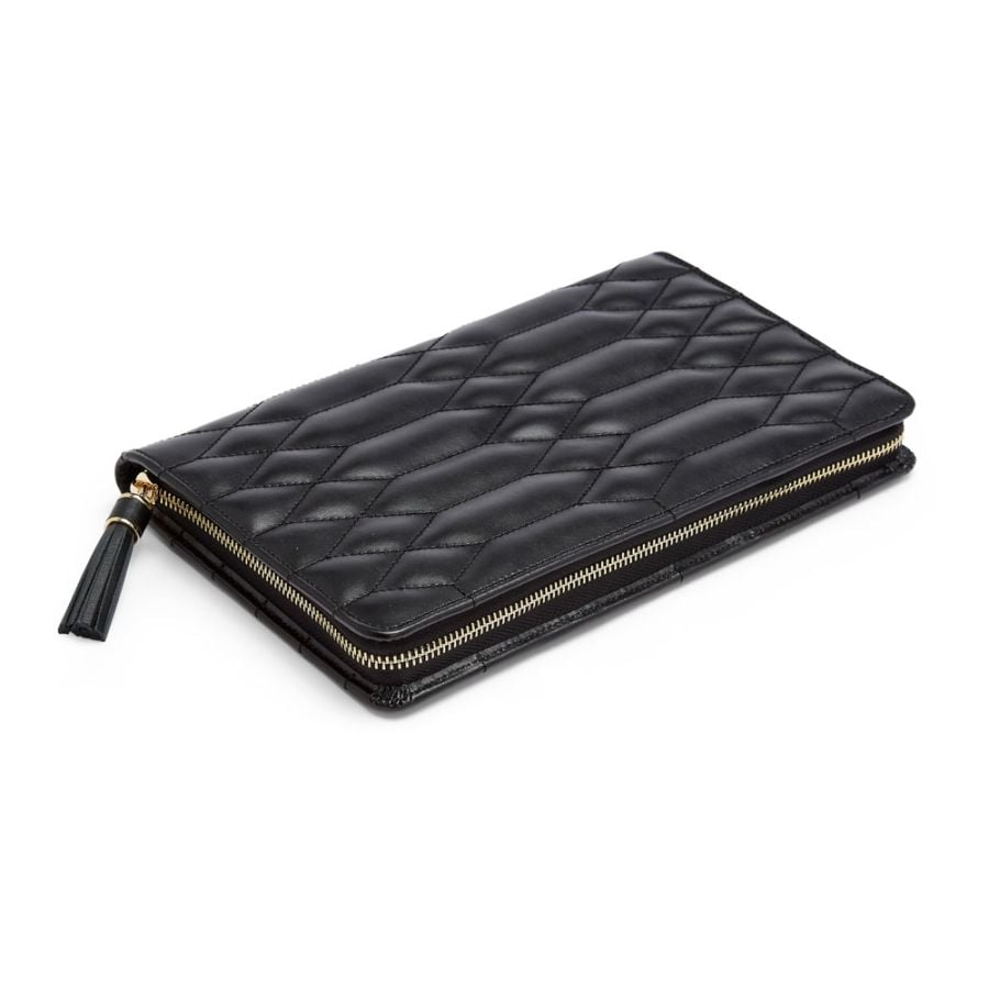 Wolf 1834 Caroline Large Jewelry Portfolio in Black Quilted leather