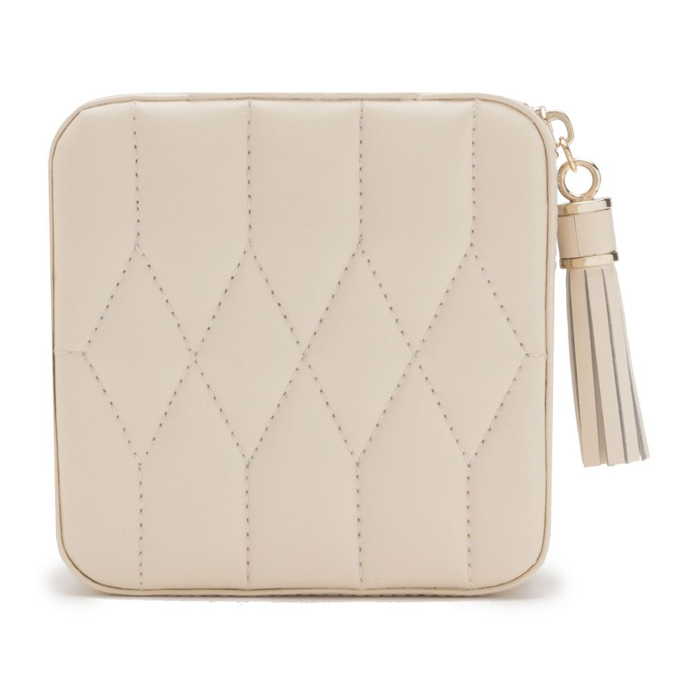 Wolf 1834 Caroline Zip Jewelry Travel Case in Quilted Ivory