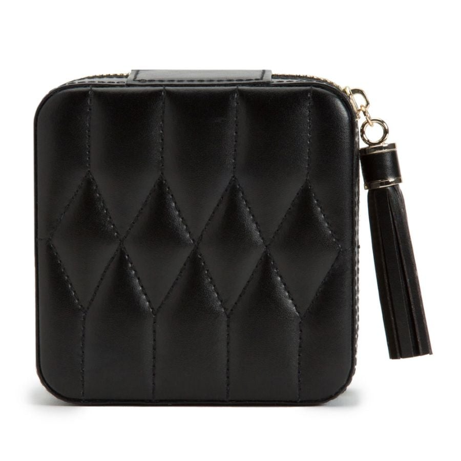 Wolf 1834 Caroline Zip Jewelry Travel Case in Quilted Black