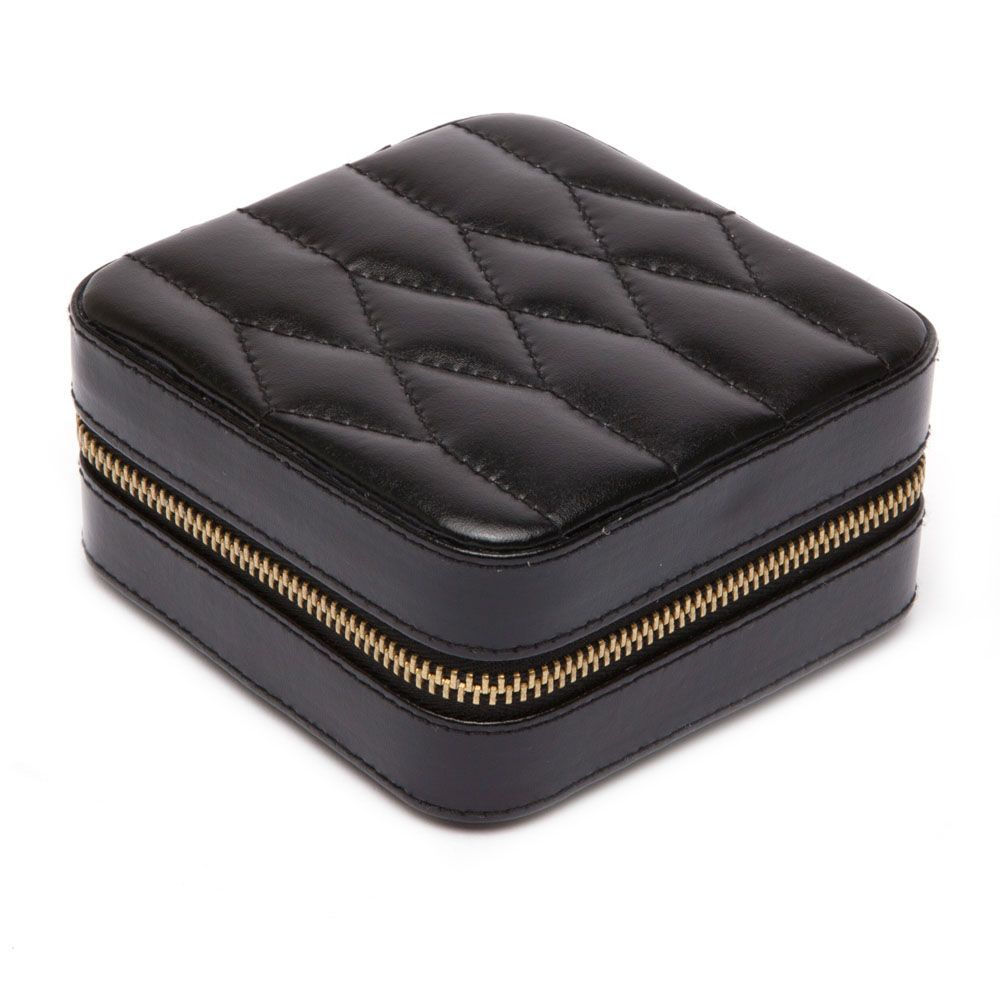 Wolf 1834 Caroline Zip Jewelry Travel Case in Quilted Black