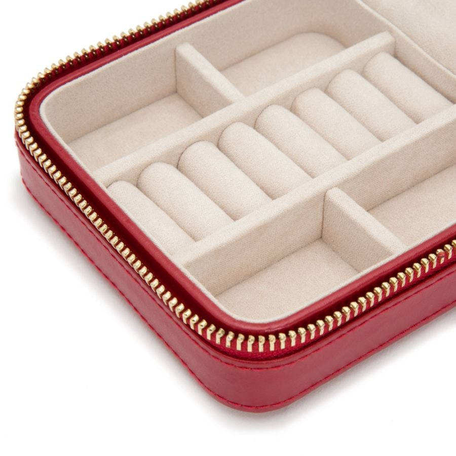 Wolf 1834 Caroline Zip Jewelry Travel Case in Red