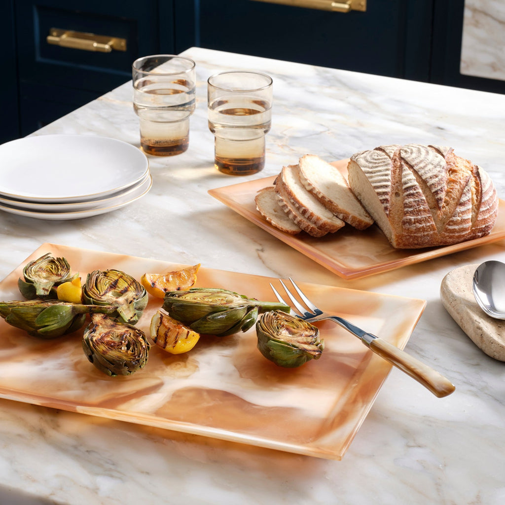 Olena Amber Swirled Rectangle Serving Tray