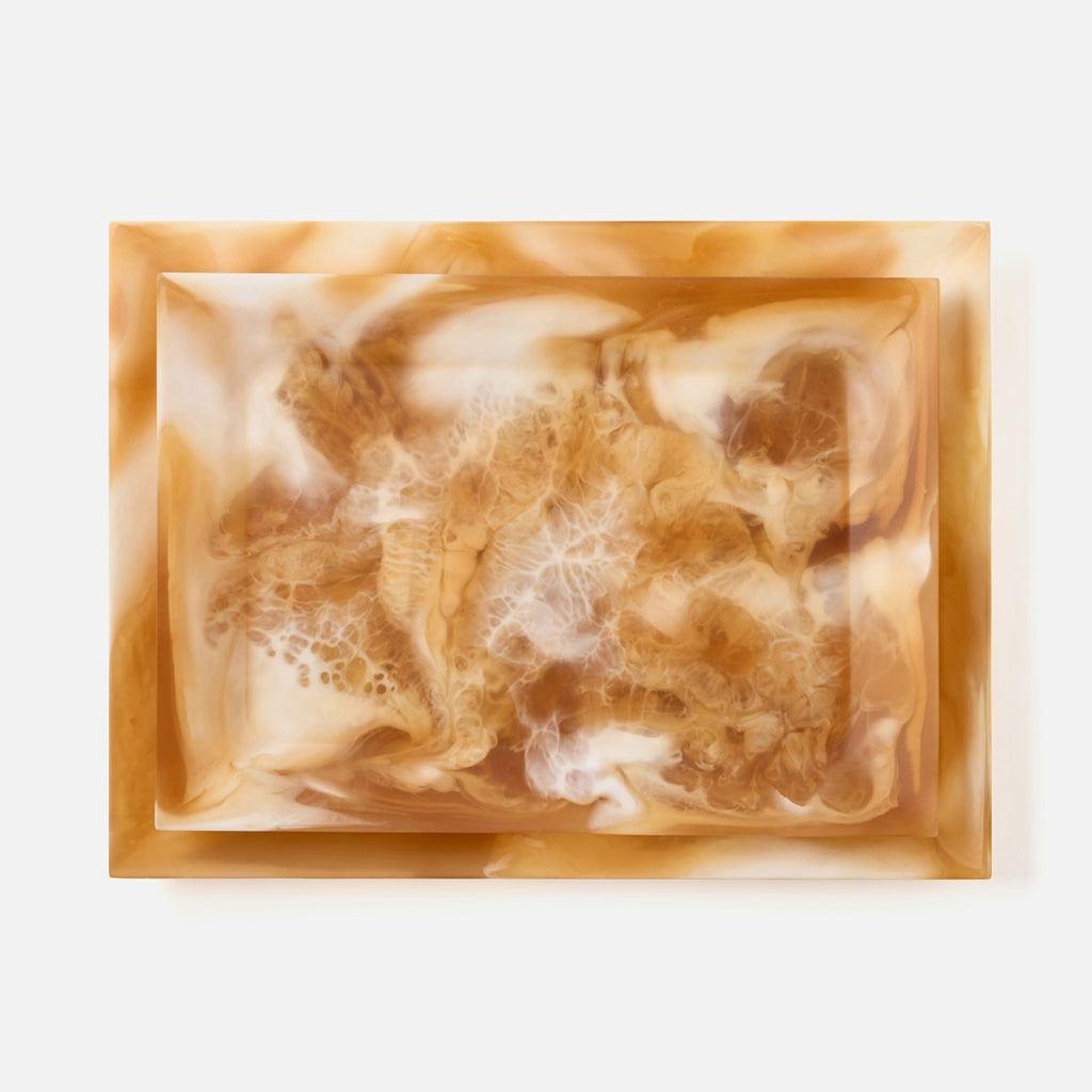 Olena Amber Swirled Rectangle Serving Tray