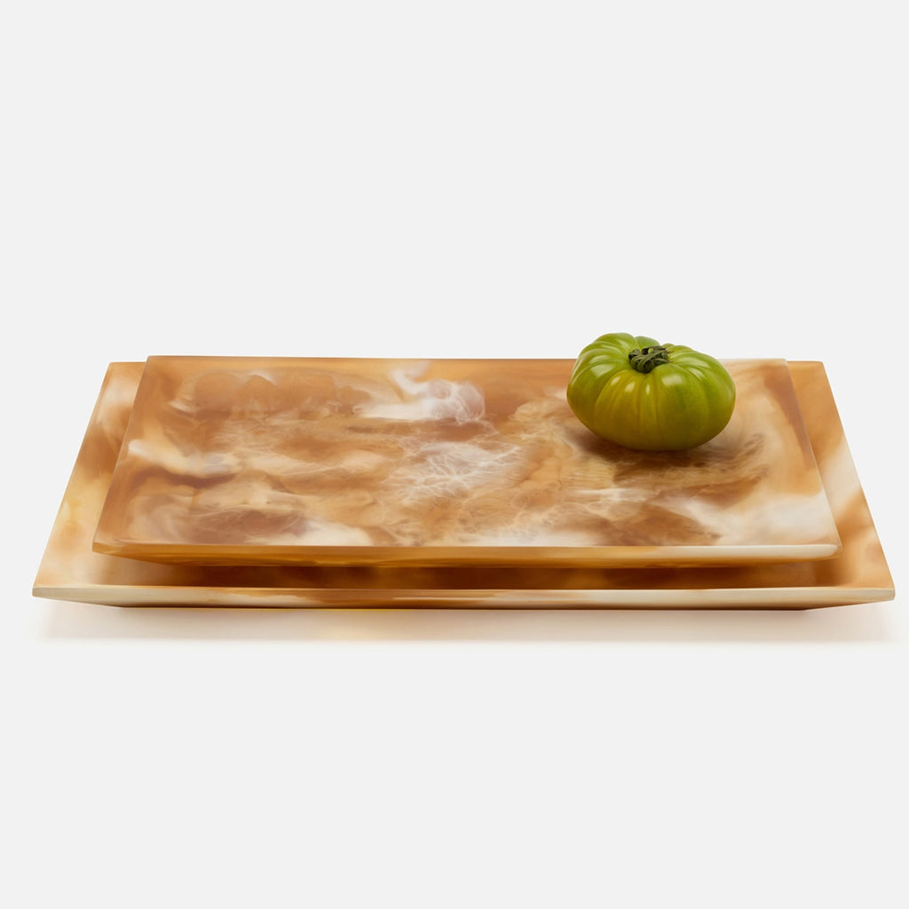Olena Amber Swirled Rectangle Serving Tray