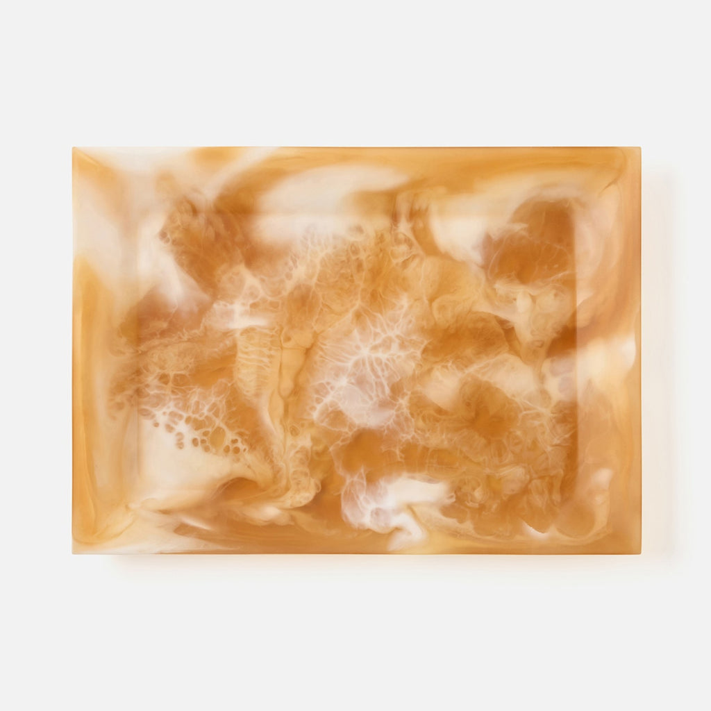 Olena Amber Swirled Rectangle Serving Tray