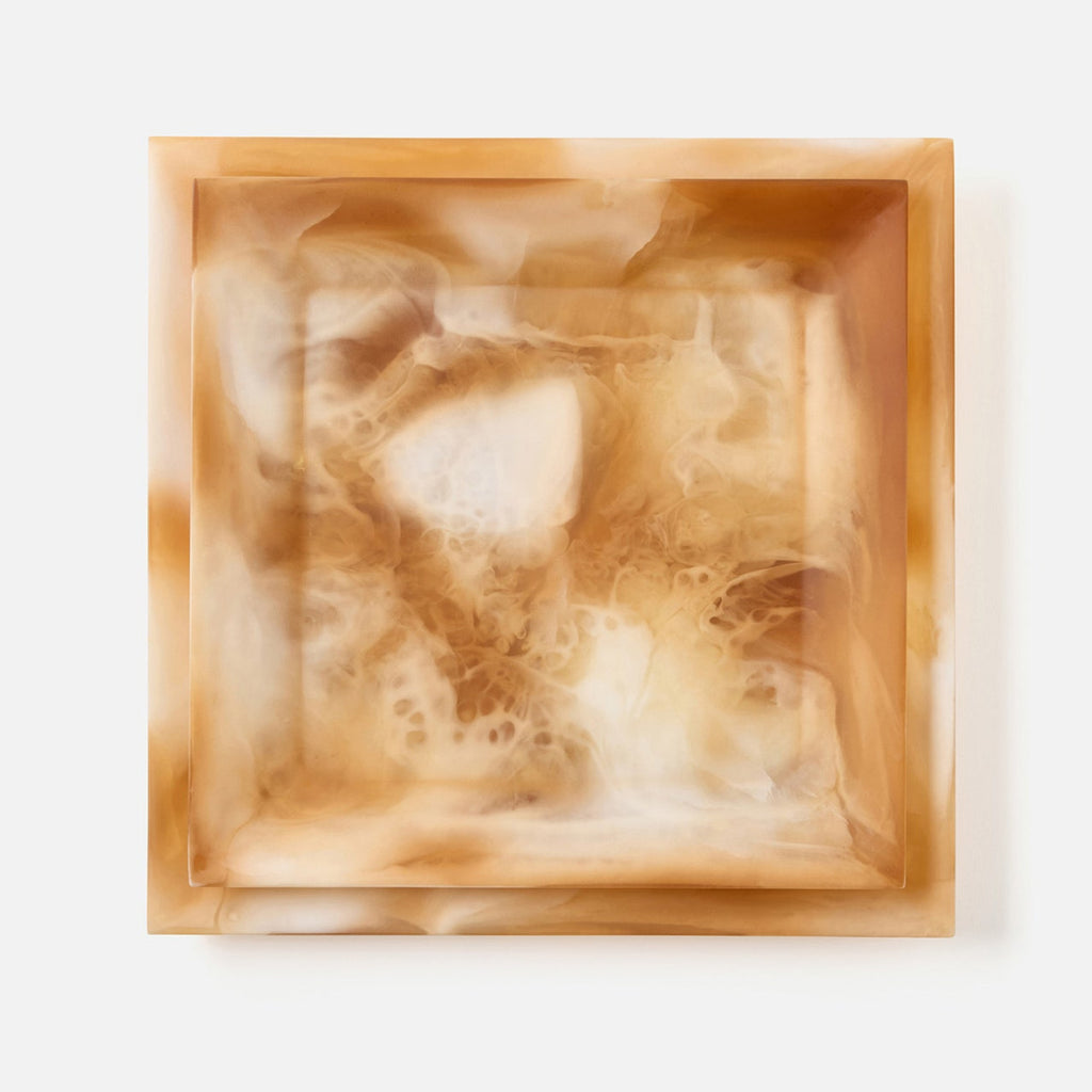 Olena Amber Swirled Square Serving Tray